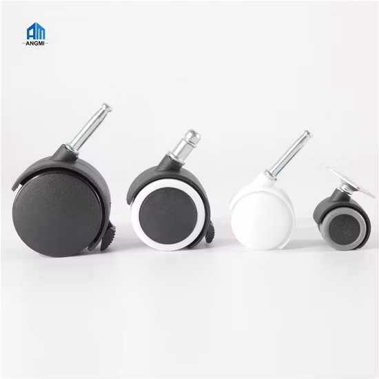 브레이크가 있는 흰색/검정색 OEM 사무실 의자 바퀴, 브레이크 없음, PP/나일론 가구 바퀴